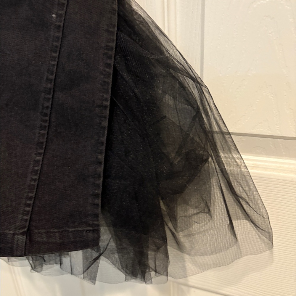 Black Tulle Hem Pencil Skirt - Women - Picture 5 of 7